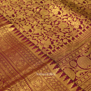 Dark Purple With Golden Pure Kanjivaram Silk Saree