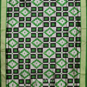 Black Green & Grey Pasapali Sambalpuri Silk Saree