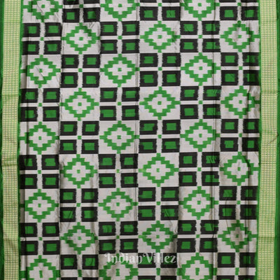 Black Green & Grey Pasapali Sambalpuri Silk Saree
