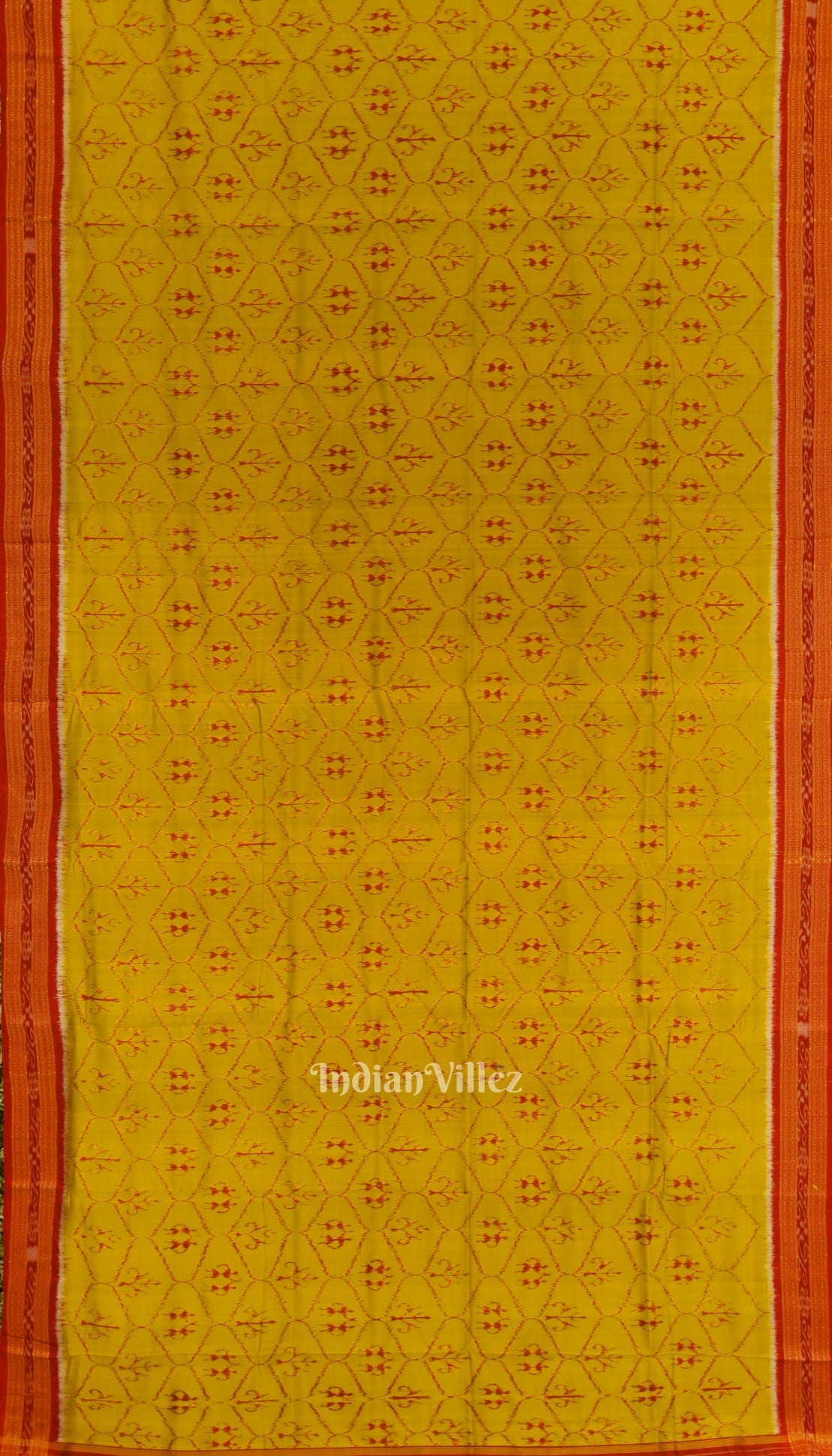 Golden Yellow Tribal Art Odisha Ikat Khandua Silk Saree