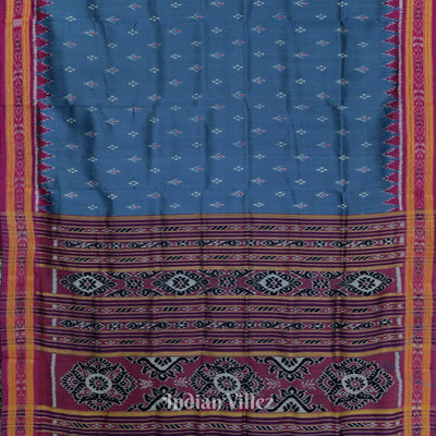 Steel Blue Mayur Chandrika Odisha Ikat Khandua Silk Saree