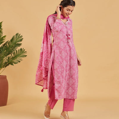 Berry Pink Printed Kurta Set