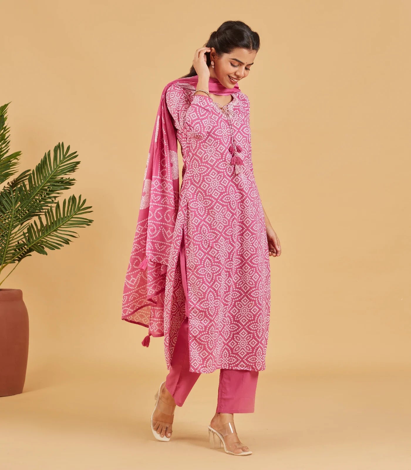 Berry Pink Printed Kurta Set
