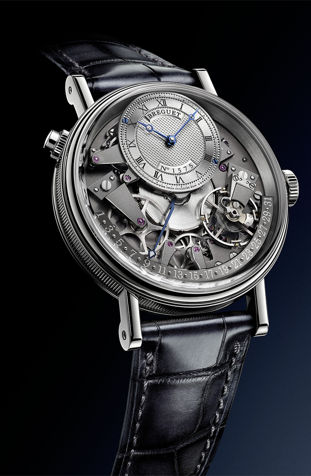 Breguet Tradition Silver & Grey Dial Black 40 MM Watch for Men