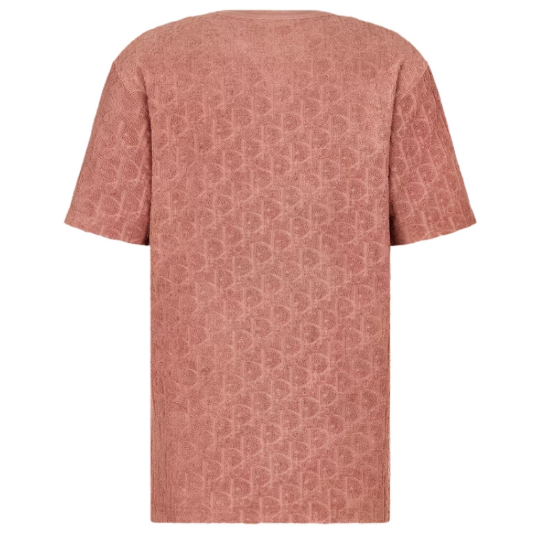 Dior Oblique Terry Cotton Relaxed Fit Jacquard Pink Tee