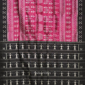 Magenta Pink Black Tribal Jhoti Theme Odisha Ikat Contemporary Designer Saree