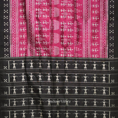 Magenta Pink Black Tribal Jhoti Theme Odisha Ikat Contemporary Designer Saree