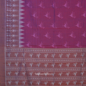 Purple Dual Tone Tribal Theme Odisha Ikat Sambalpuri Cotton Saree