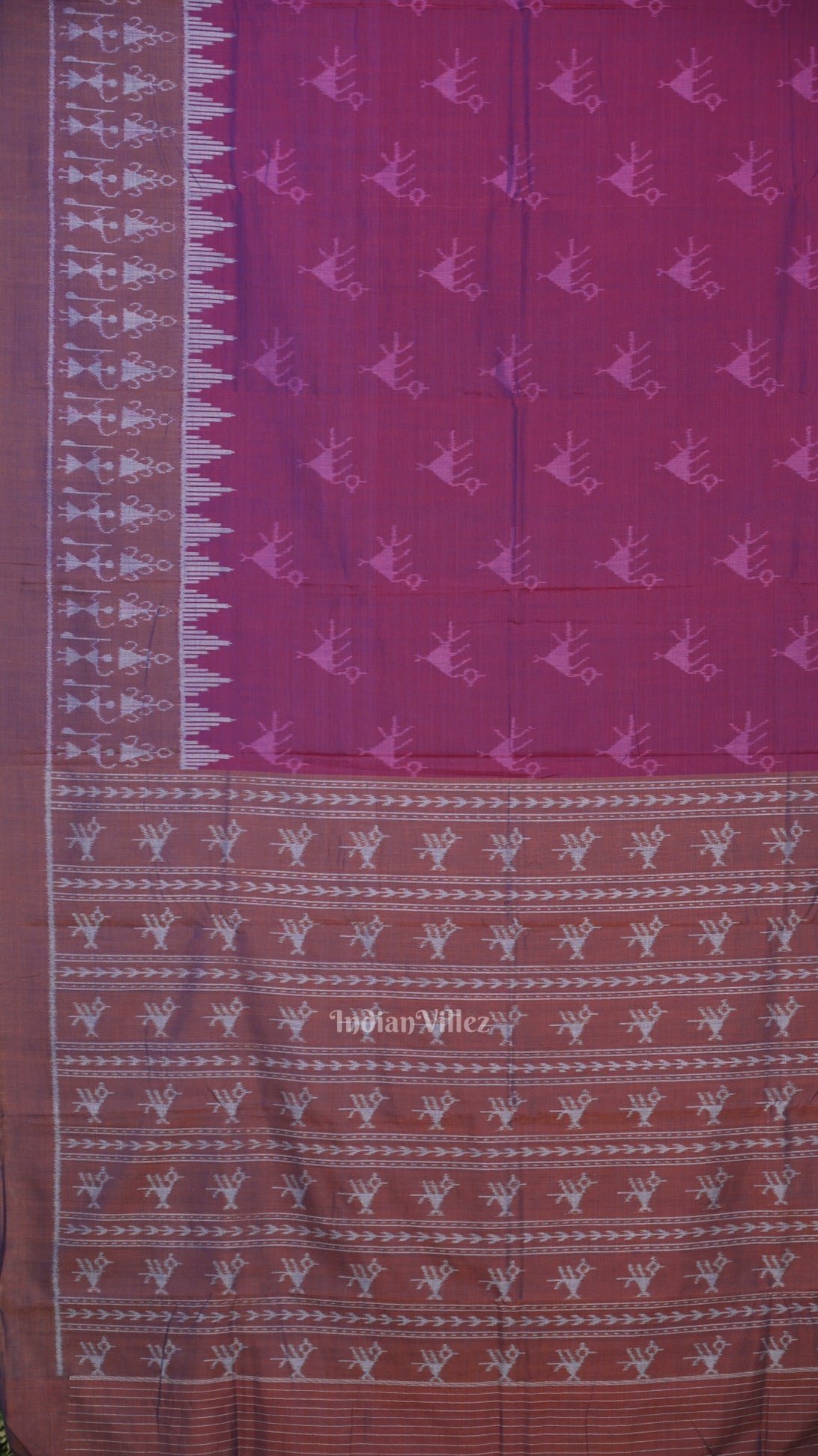 Purple Dual Tone Tribal Theme Odisha Ikat Sambalpuri Cotton Saree