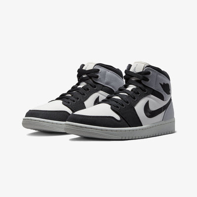 Jordan | AIR JORDAN 1 MID SE  { SAIL/BLACK-LT STEEL GREY