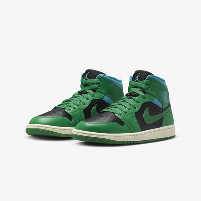 Jordan | AIR JORDAN 1 MID  { BLACK/LUCKY GREEN-AQUATONE-SAIL