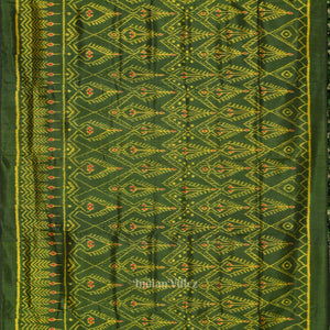 Green Cambodian Ikat Contemporary Silk Saree