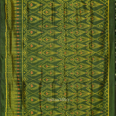 Green Cambodian Ikat Contemporary Silk Saree
