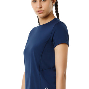 Flaunt Short Sleeve Round Neck Workout T-Shirt - Pageant Blue