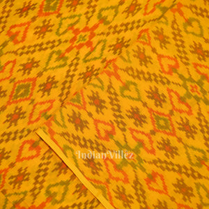 Exclusive Bright Yellow Pochampally Ikat Silk & Cotton (Sico) Fabric