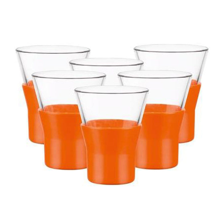 Bormioli Ypsilon Shot Glass- Orange 6Pc Set 110Ml