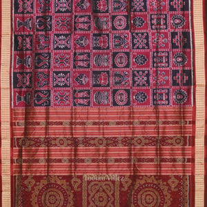Navy Blue Rani Pink Nabakothi Odisha Ikat Sambalpuri Silk Saree