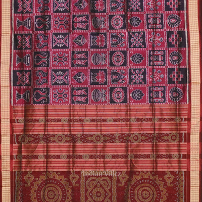 Navy Blue Rani Pink Nabakothi Odisha Ikat Sambalpuri Silk Saree