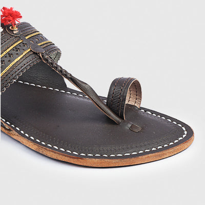 Brown Handstitched Leather Kolhapuri Men Slipper