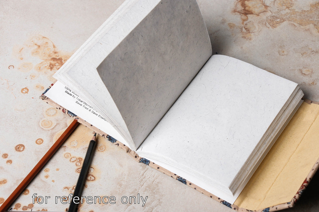 Brown - Fabric Cover Handmade Paper Notebook with Thread Lock