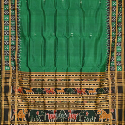 Green Double Border Pasapali Odisha Ikat Khandua Silk Saree
