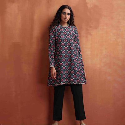trueBrowns Black Floral Print Co-ord Set