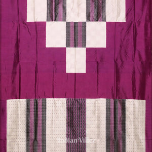 Black White & Purple Odisha Ikat Pasapali Sambalpuri Silk Saree