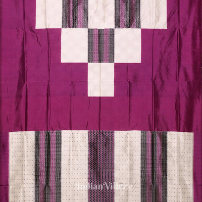 Black White & Purple Odisha Ikat Pasapali Sambalpuri Silk Saree