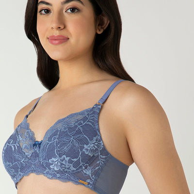 Luxe Support Non-Padded Wired Bra  - Moonlight Blue