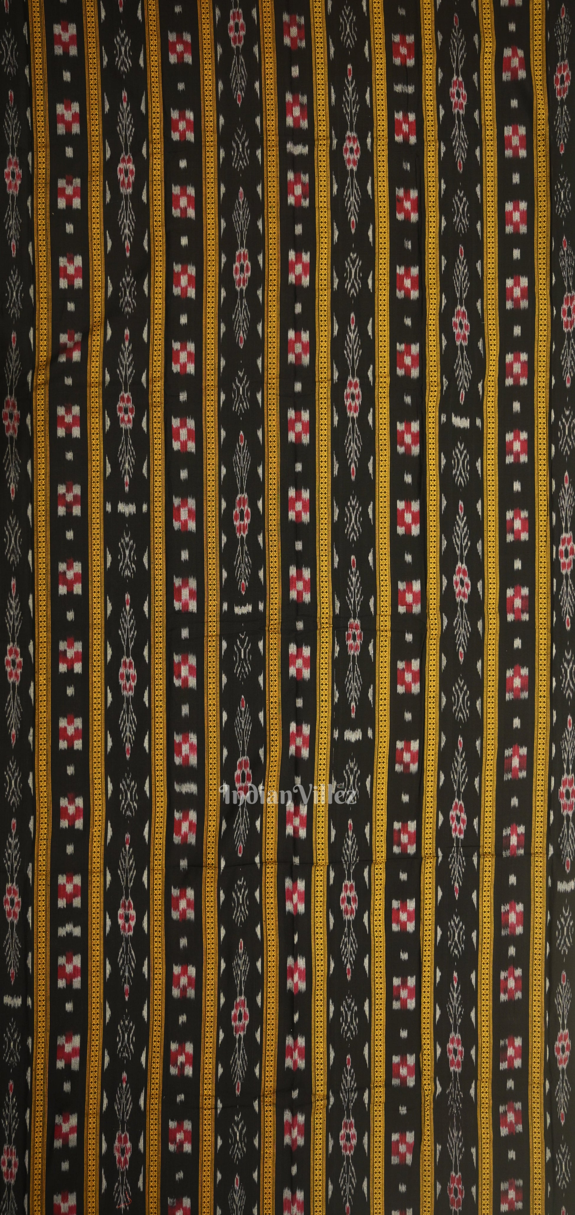Black Red Pasapali Sambalpuri Cotton Dress set with Dupatta