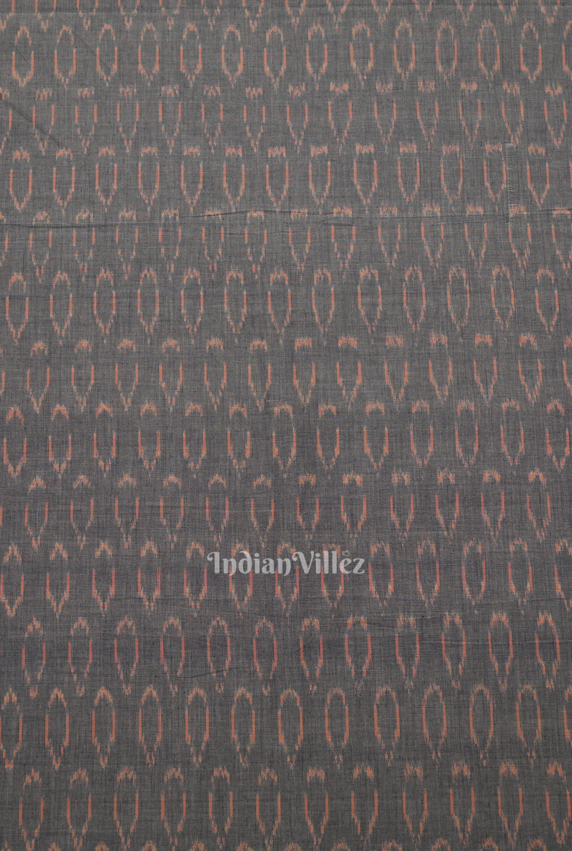 Cement Gray Geometric Pochampally Ikat Cotton Fabric