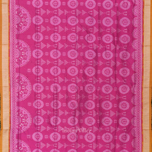 Rani Pink with Mustard Yellow Jhoti Design Sambalpuri Silk Saree