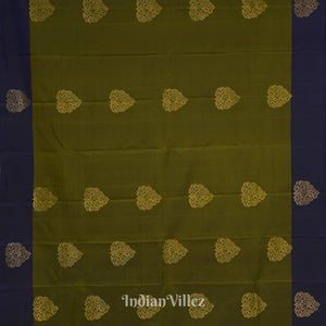 Hunter Green With Navy Blue Pure Kanjivaram Soft Silk Saree
