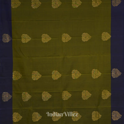 Hunter Green With Navy Blue Pure Kanjivaram Soft Silk Saree