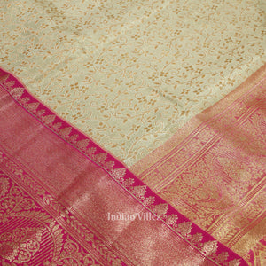 Off White Pure Kanjivaram Tissue Silk Saree