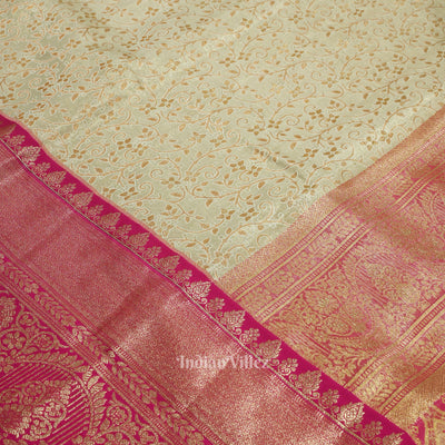 Off White Pure Kanjivaram Tissue Silk Saree