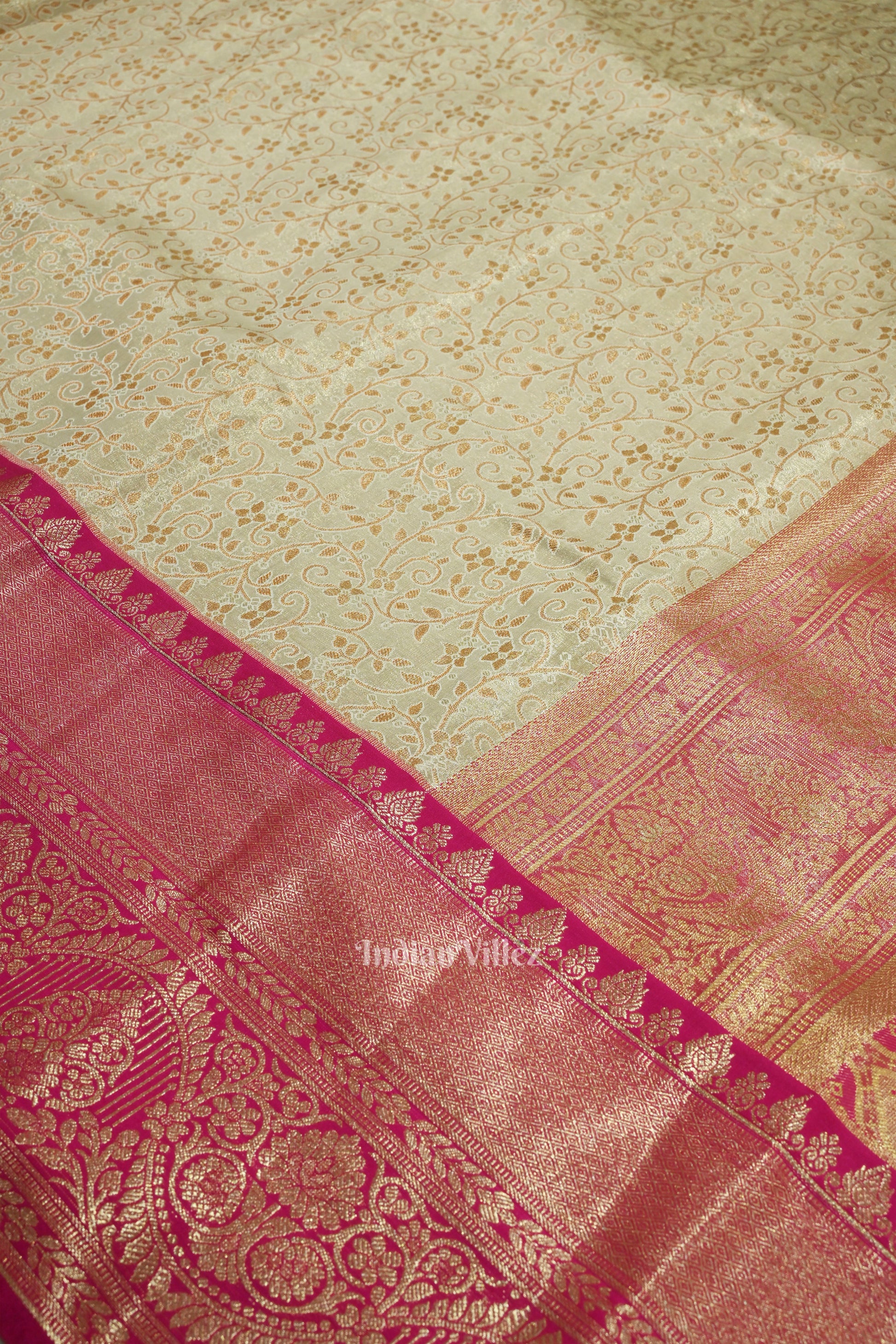 Off White Pure Kanjivaram Tissue Silk Saree