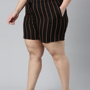 Women Printed Black Woven Mid Rise Viscose Lounge Shorts