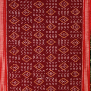 Maroon Pure Sambalpuri Ikat Cotton Saree