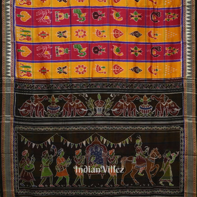 Red Yellow Nabakothi Nabarangi Khandua Silk Saree