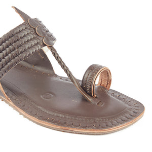 Brown Handstitched Leather Kolhapuri Women Slipper