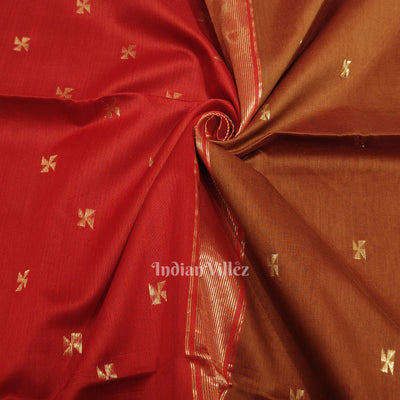 Caramel Butta Design Pure Silk Cotton Maheshwari Saree with Zari Border