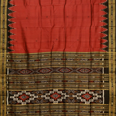 Red Phoda Kumbha Design Odisha Ikat Khandua Silk Saree
