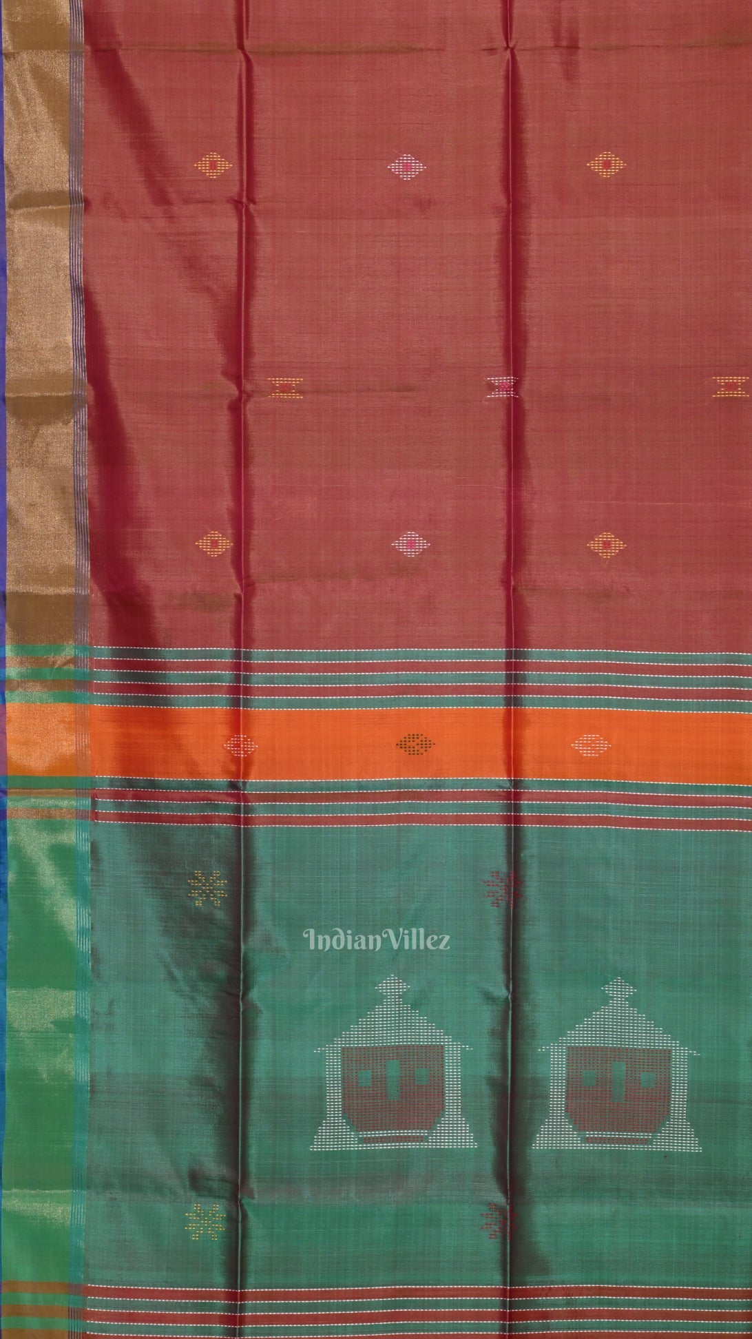 Multi Colour Dual Tone Pure Bishnupuri Silk Saree