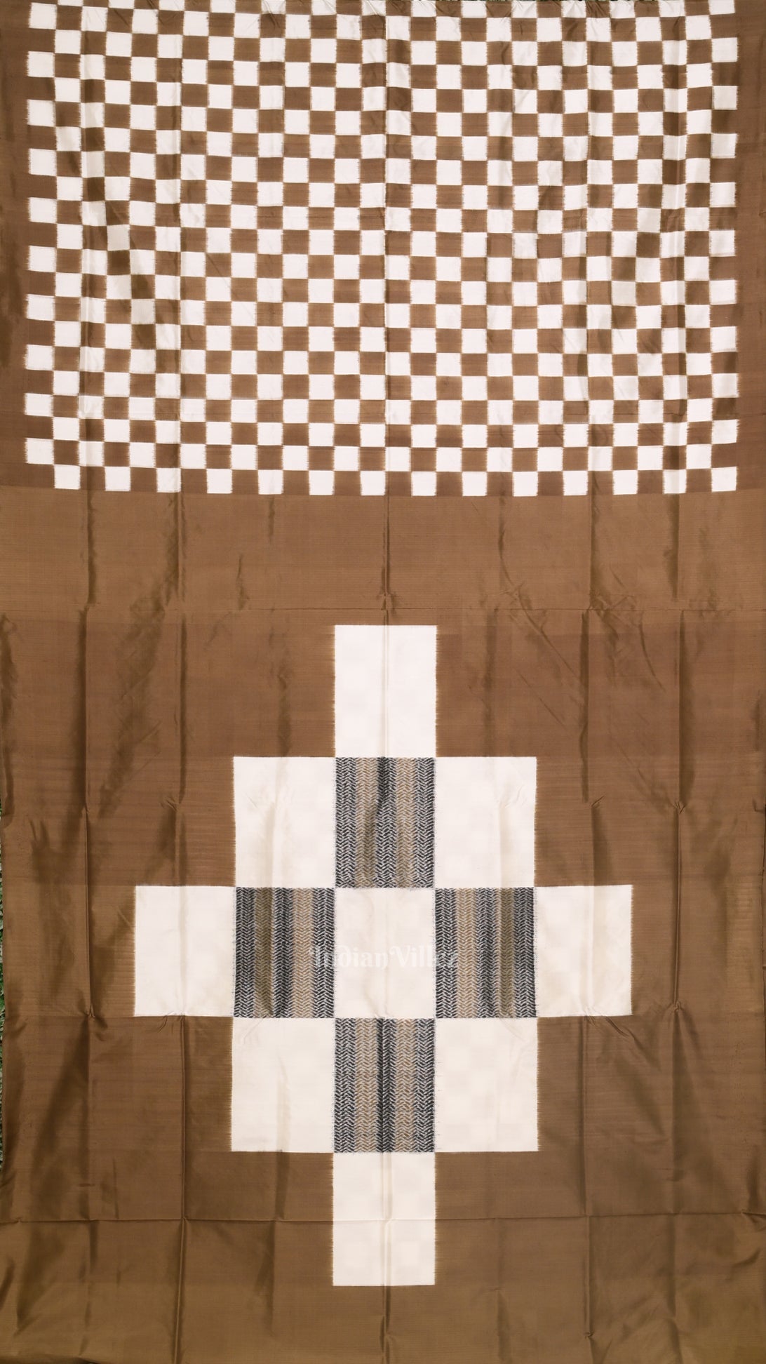 Olive Green Black Pasapali Sambalpuri Ikat Silk Saree