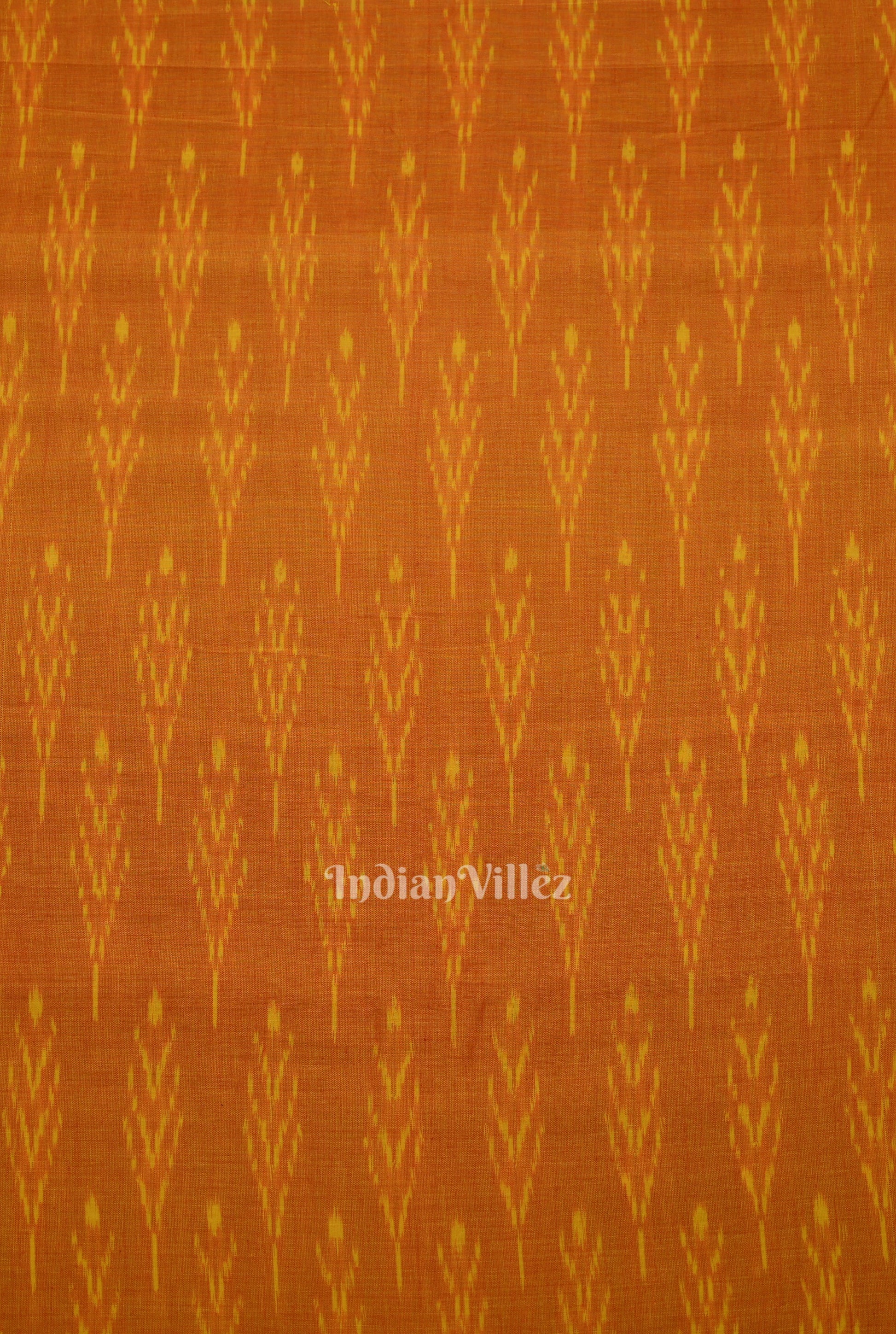 Deep Orange  Pochampally Ikat Cotton Fabric