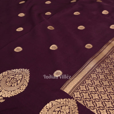 Purple Floral Motif Mashru Satin Silk Banarasi Saree