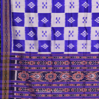 Royal Blue Broder Pasapali Theme Odisha Handloom Khandua Silk Saree