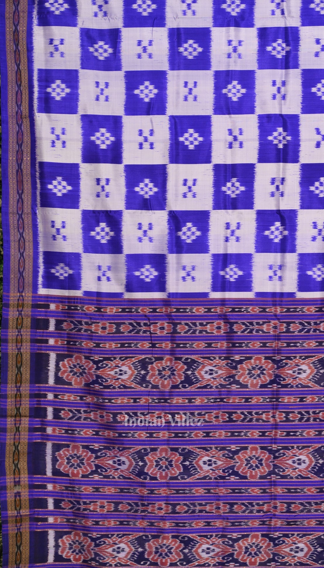 Royal Blue Broder Pasapali Theme Odisha Handloom Khandua Silk Saree