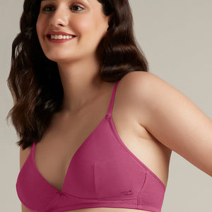 Trendy Plunge Padded Non-Wired Cotton Bra - Malaga